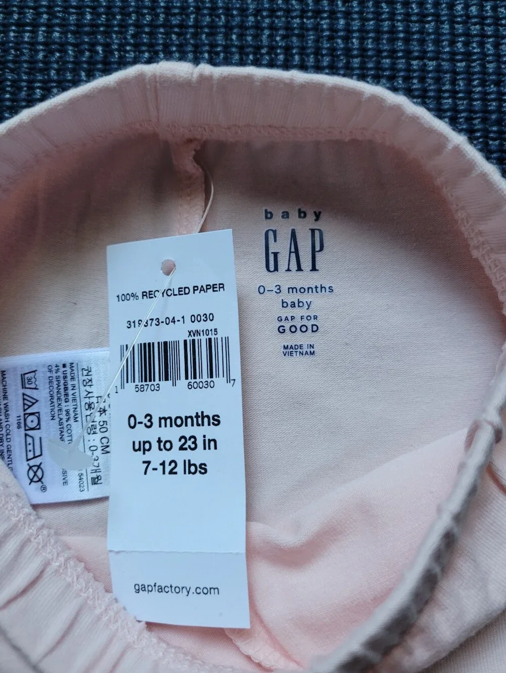 *next baby*Ivory Lace Collar Top with *baby GAP*Pink Leggings Set- 0-3 mth